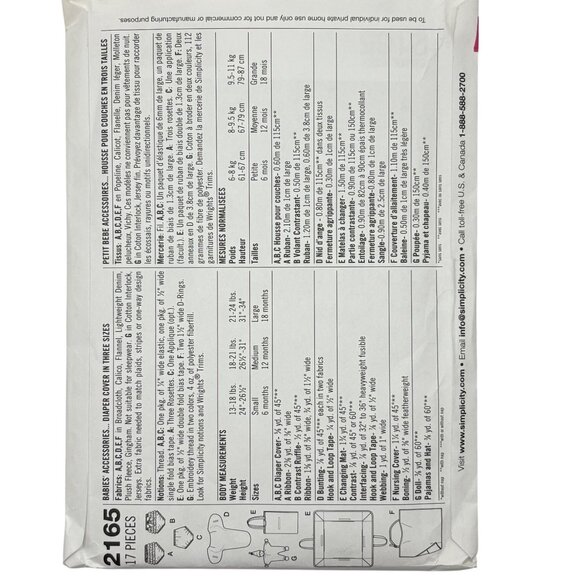 Simplicity 2165 Baby Accessories Sewing Pattern Uncut - Picture 2 of 2